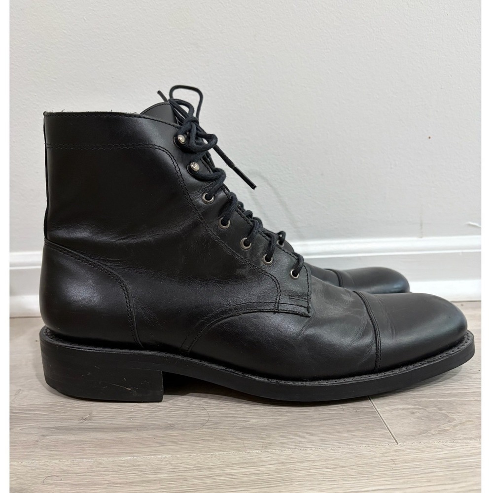 Wolverine BLVD Black Leather Cap Toe Lace Up Combat Boots Mens 10.5 US Workwear